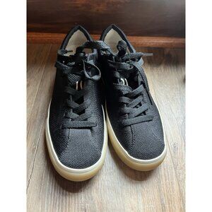 Rothys The Lace Up Sneaker Shoes Womens Size 7 Black Knit Gum Casual Comfort